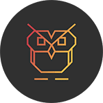 Logo de La Chouette Agence : une chouette orange sur fond noir